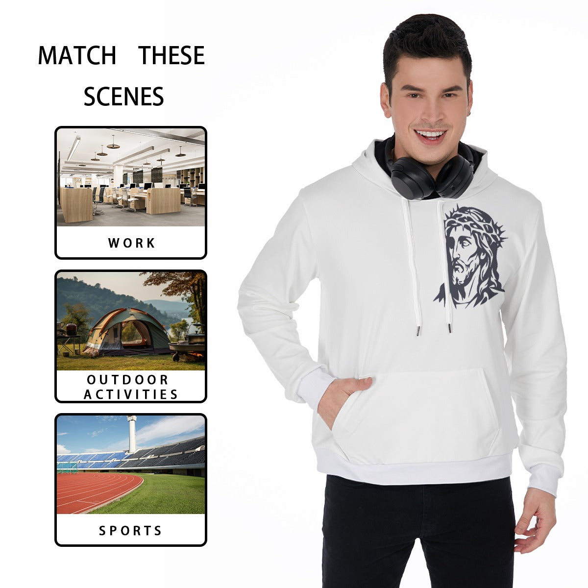All-Over Print Men's Thicken Pullover Hoodie