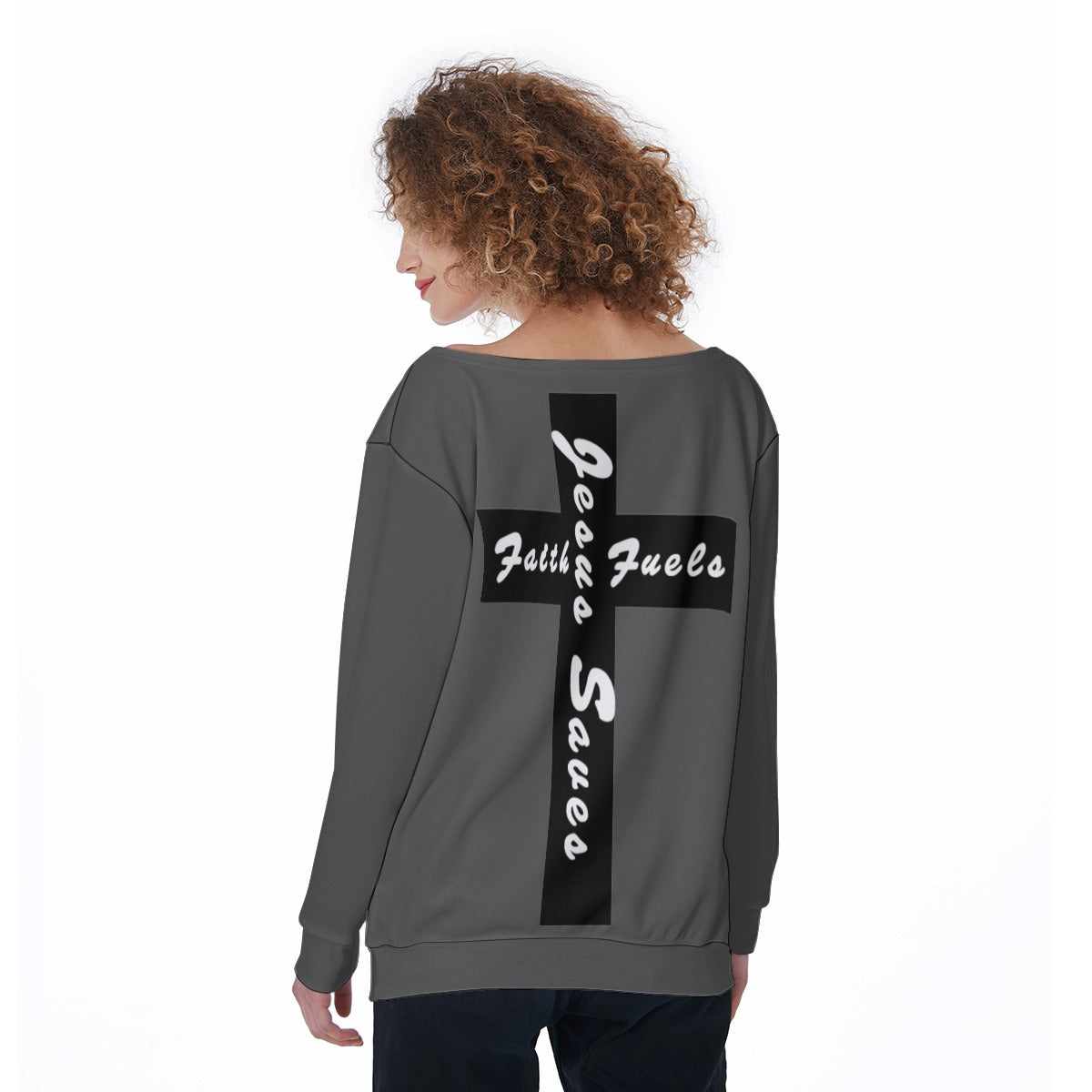 All-Over Print Women's Off-Shoulder Sweatshirt