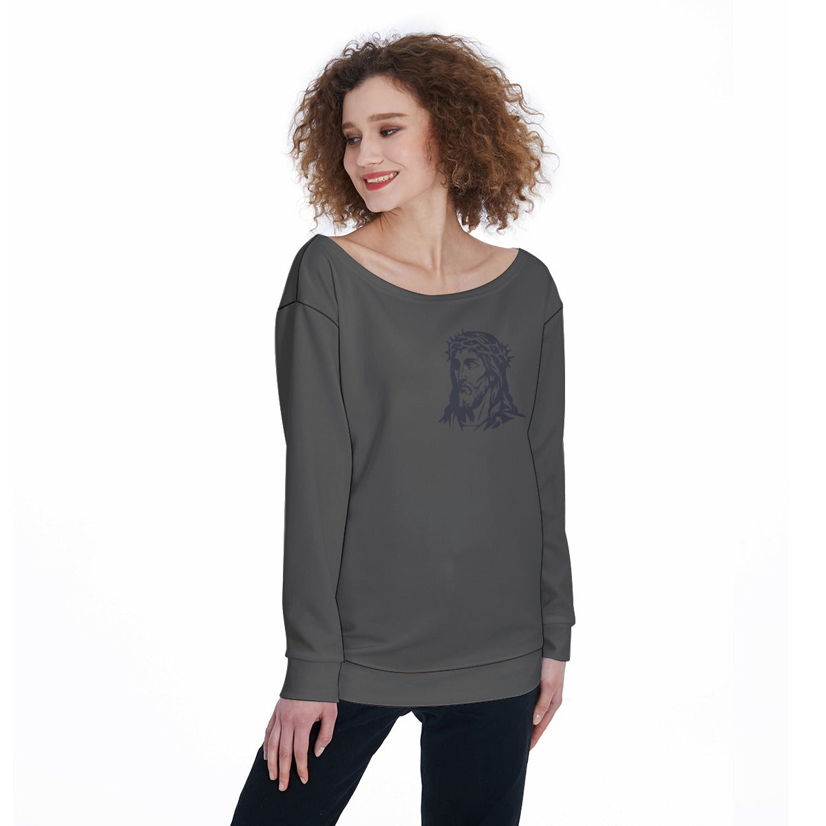 All-Over Print Women's Off-Shoulder Sweatshirt